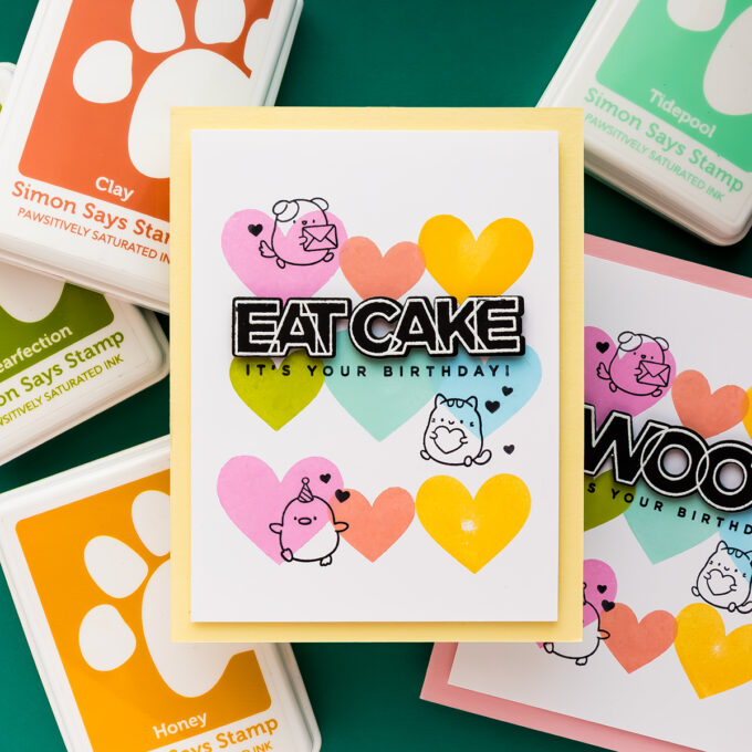 Simon Says Stamp | Mass-produced Birthday Cards With A Rainbow Heart Background. Video