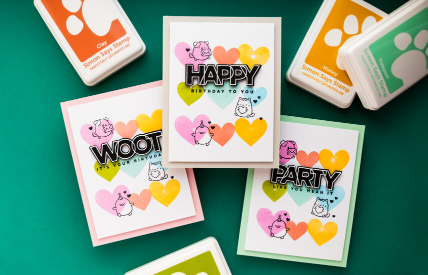 Simon Says Stamp | Mass-produced Birthday Cards With A Rainbow Heart Background. Video