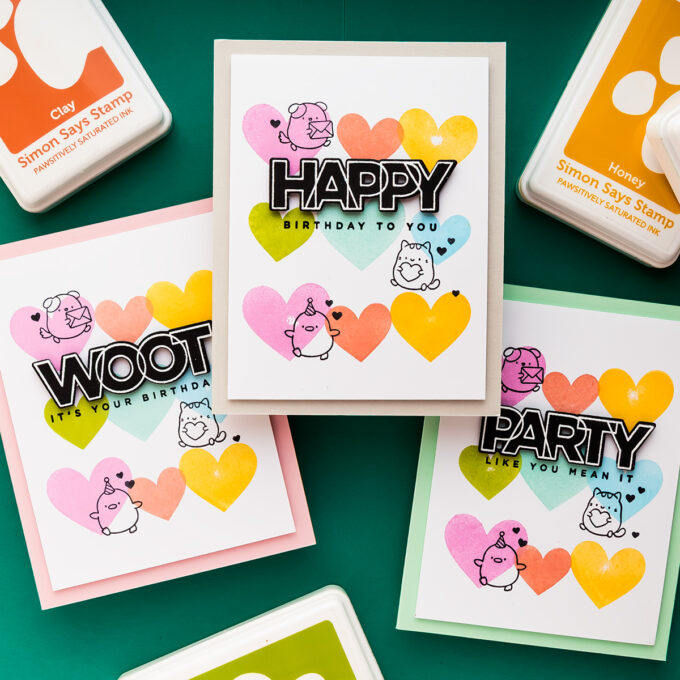 Simon Says Stamp | Mass-produced Birthday Cards With A Rainbow Heart Background. Video