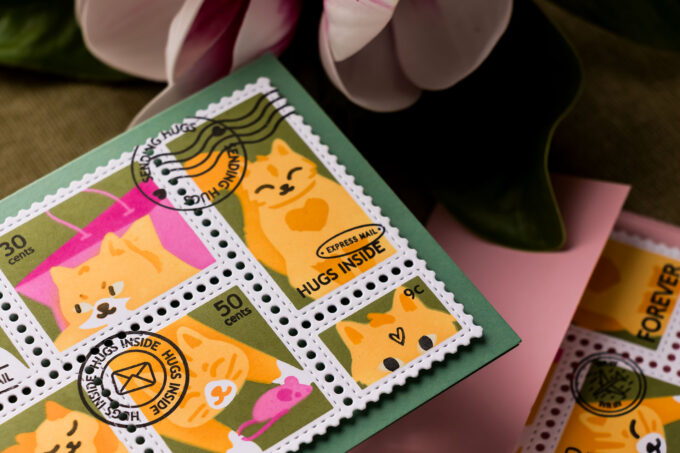 Ink Blended Postage Collage Cards Featuring Waffle Flower Peony & Meow Stencils. Video