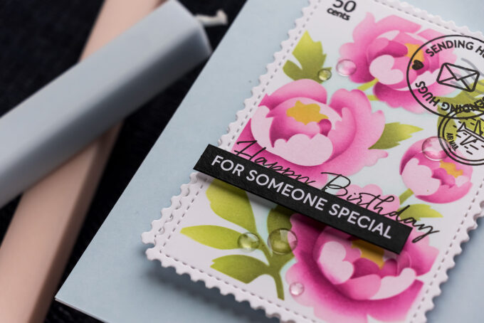 Ink Blended Postage Collage Cards Featuring Waffle Flower Peony & Meow Stencils. Video