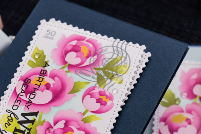 Ink Blended Postage Collage Cards Featuring Waffle Flower Peony & Meow Stencils. Video