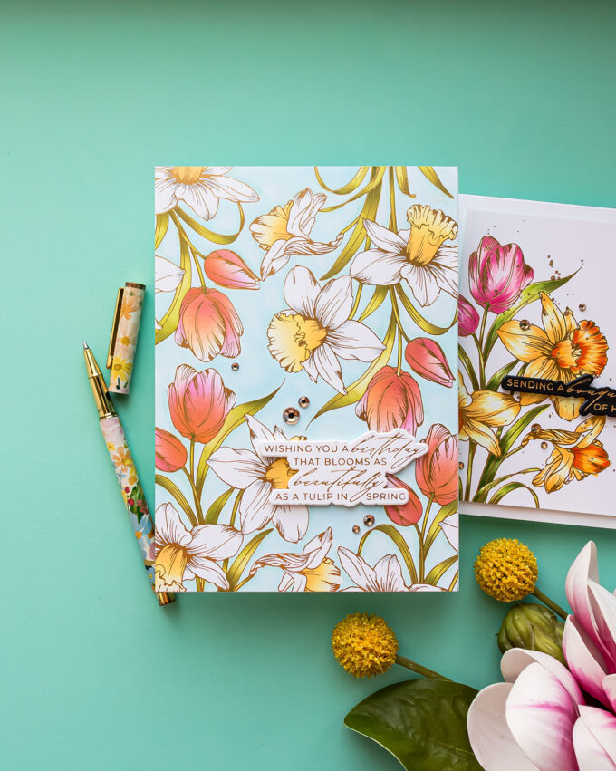 How To Use Tulips and Daffodils BetterPress Plate and Stencil Bundle from Yana’s Tulips Collection