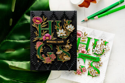 Simon Says Stamp | Floral Word Builder Cards with Colored Pencils & Copic Markers. Video + Blog Hop + Giveaway