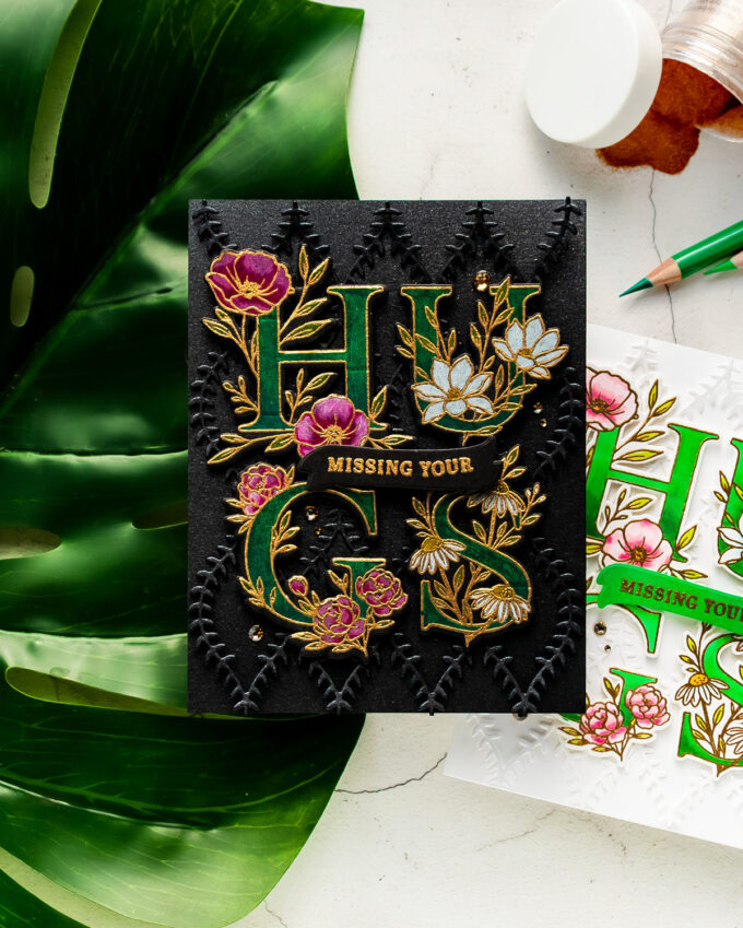 Simon Says Stamp | Floral Word Builder Cards with Colored Pencils & Copic Markers. Video + Blog Hop + Giveaway