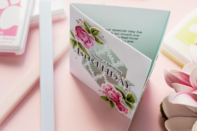 Simon Says Stamp | How to Make a Tri-Fold Birthday Card with Layered Stamped Roses. Video