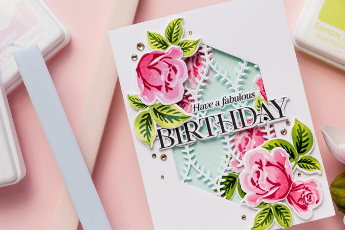 Simon Says Stamp | How to Make a Tri-Fold Birthday Card with Layered Stamped Roses. Video