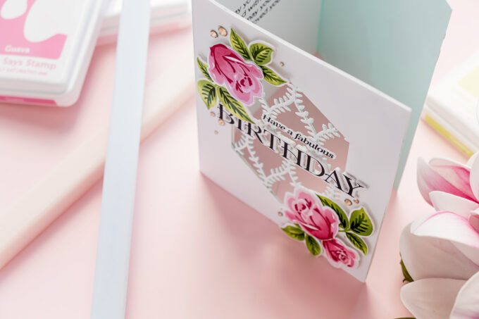 Simon Says Stamp | How to Make a Tri-Fold Birthday Card with Layered Stamped Roses. Video