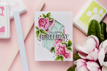 Simon Says Stamp | How to Make a Tri-Fold Birthday Card with Layered Stamped Roses. Video