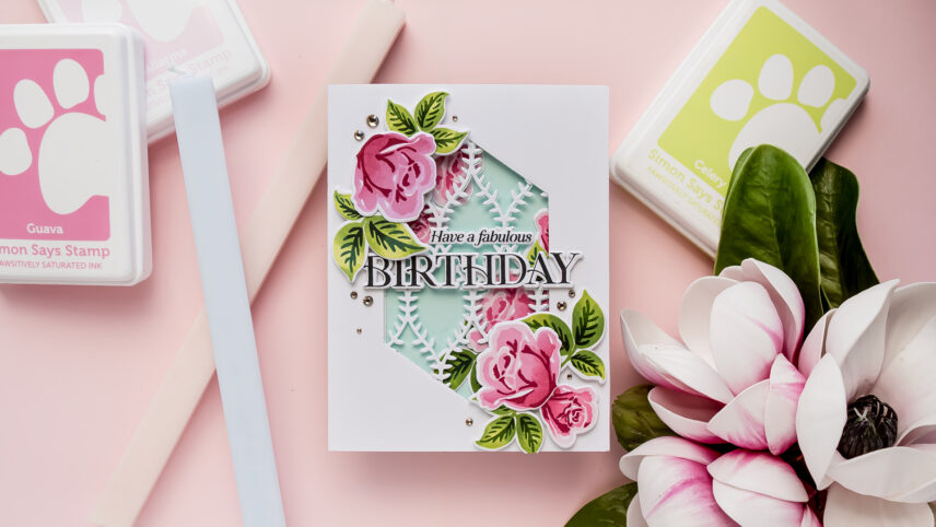 Simon Says Stamp | How to Make a Tri-Fold Birthday Card with Layered Stamped Roses. Video