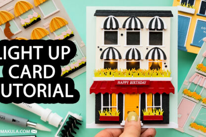 Interactive Light Up Card Tutorial with Glowing Holiday City Windows. Video
