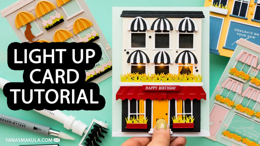 Interactive Light Up Card Tutorial with Glowing Holiday City Windows. Video