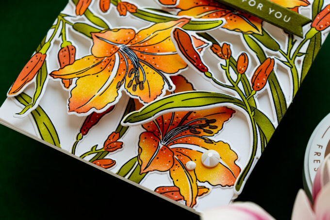Easy Gatefold Card with Partial Die Cutting | Altenew Leaning Lily. Video + 10% Off Inks!