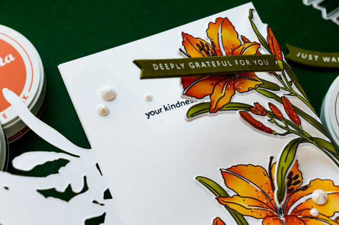 Easy Gatefold Card with Partial Die Cutting | Altenew Leaning Lily. Video + 10% Off Inks!