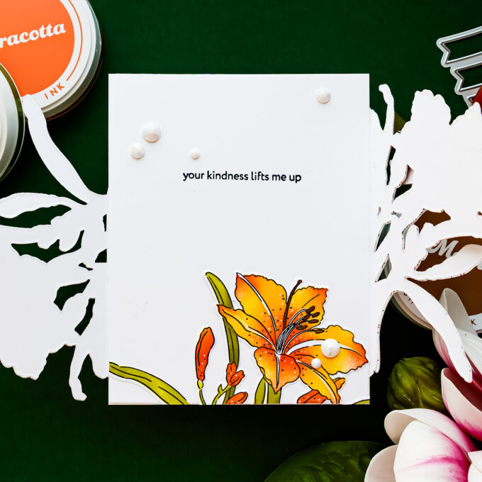 Easy Gatefold Card with Partial Die Cutting | Altenew Leaning Lily. Video + 10% Off Inks!