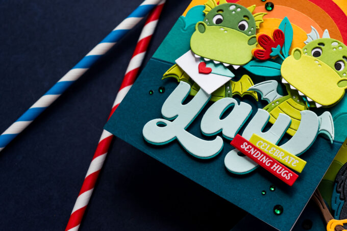 Free Die Set! Party Time Dragon Birthday Card with a Colorful Sunset Background. Video