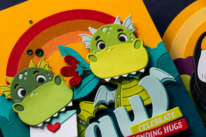 Free Die Set! Party Time Dragon Birthday Card with a Colorful Sunset Background. Video