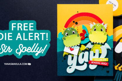 Free Die Set! Party Time Dragon Birthday Card with a Colorful Sunset Background. Video