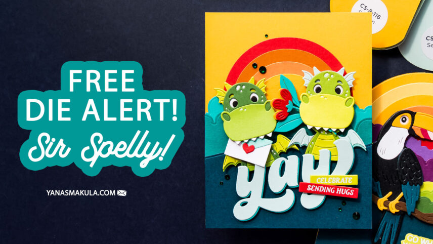 Free Die Set! Party Time Dragon Birthday Card with a Colorful Sunset Background. Video