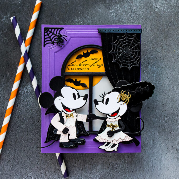 Handmade Halloween Window Card with Spellbinders Classic Mouse Costume Party Dies. Video Tutorial by Yana Smakula