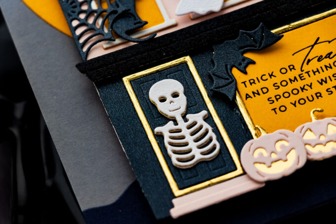 Halloween haunted house card made with Spellbinders City Holiday and Halloween City Holiday Add-On Dies