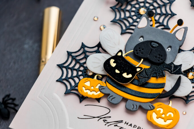 Spellbinders Exclusive Buzzy Pup Bee Halloween handmade card
