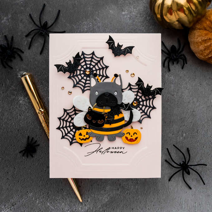 Spellbinders Exclusive Buzzy Pup Bee Halloween handmade card