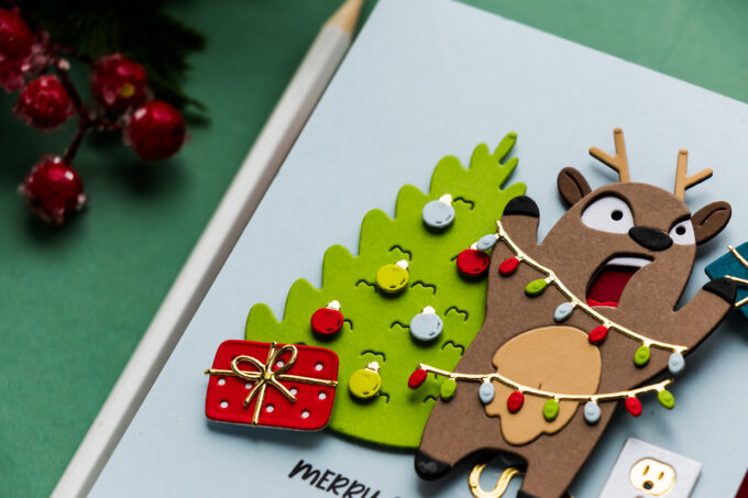 Card 3 - Frazzled Reindeer and Christmas Tree