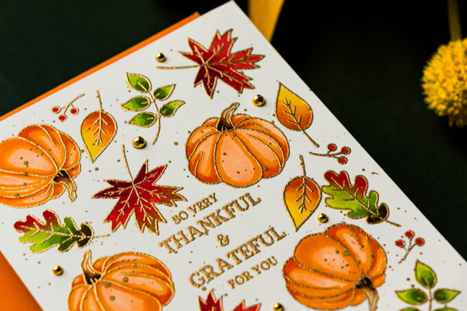 Black Ink vs Gold Heat Embossing on Fall Thank You Cards