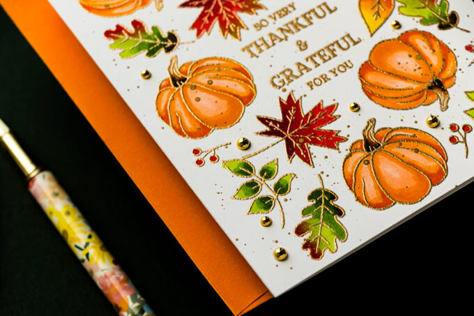 Black Ink vs Gold Heat Embossing on Fall Thank You Cards
