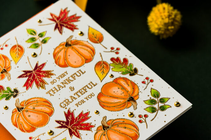 Black Ink vs Gold Heat Embossing on Fall Thank You Cards
