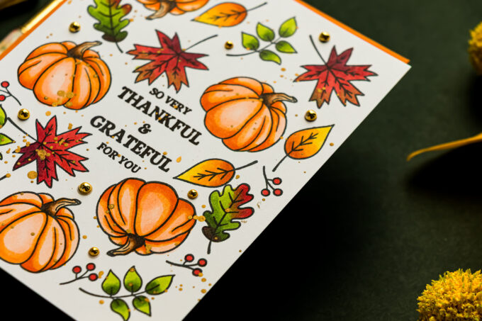 Black Ink vs Gold Heat Embossing on Fall Thank You Cards