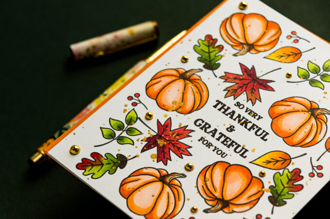 Black Ink vs Gold Heat Embossing on Fall Thank You Cards