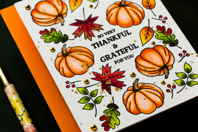 Black Ink vs Gold Heat Embossing on Fall Thank You Cards