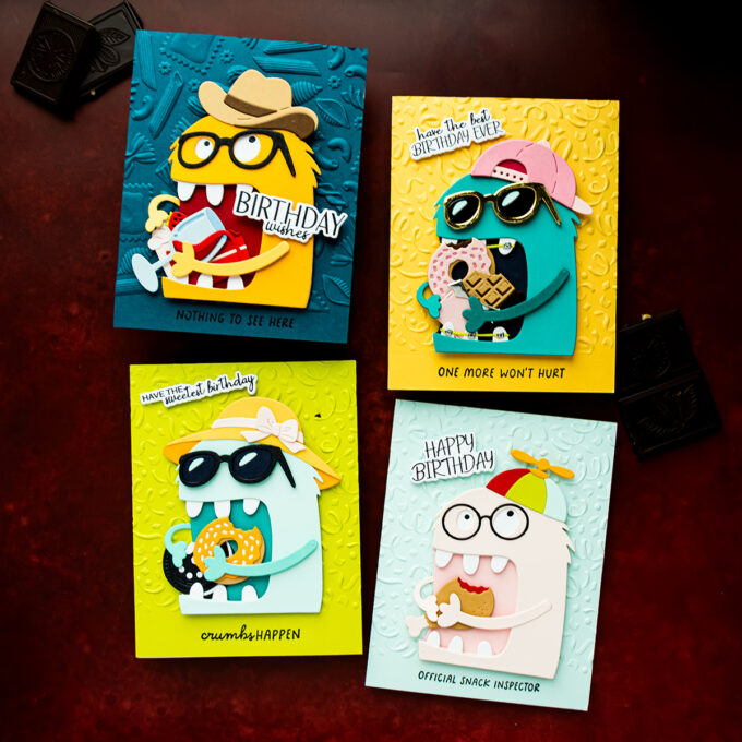 5 Monster Birthday Card Ideas with the Spellbinders Snack Goals Collection